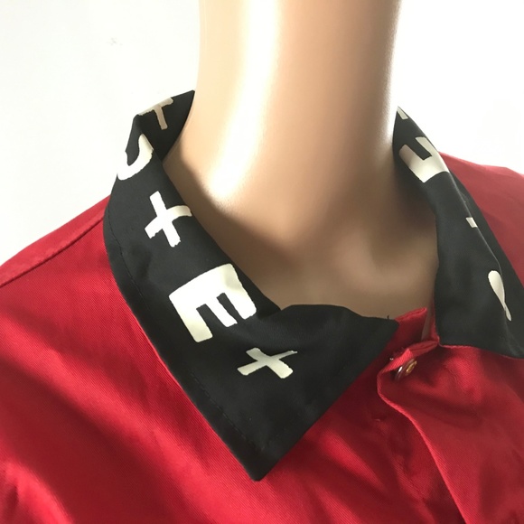 Santo Unisex Denim Jacket Cotton Button Down Red L - Picture 3 of 8